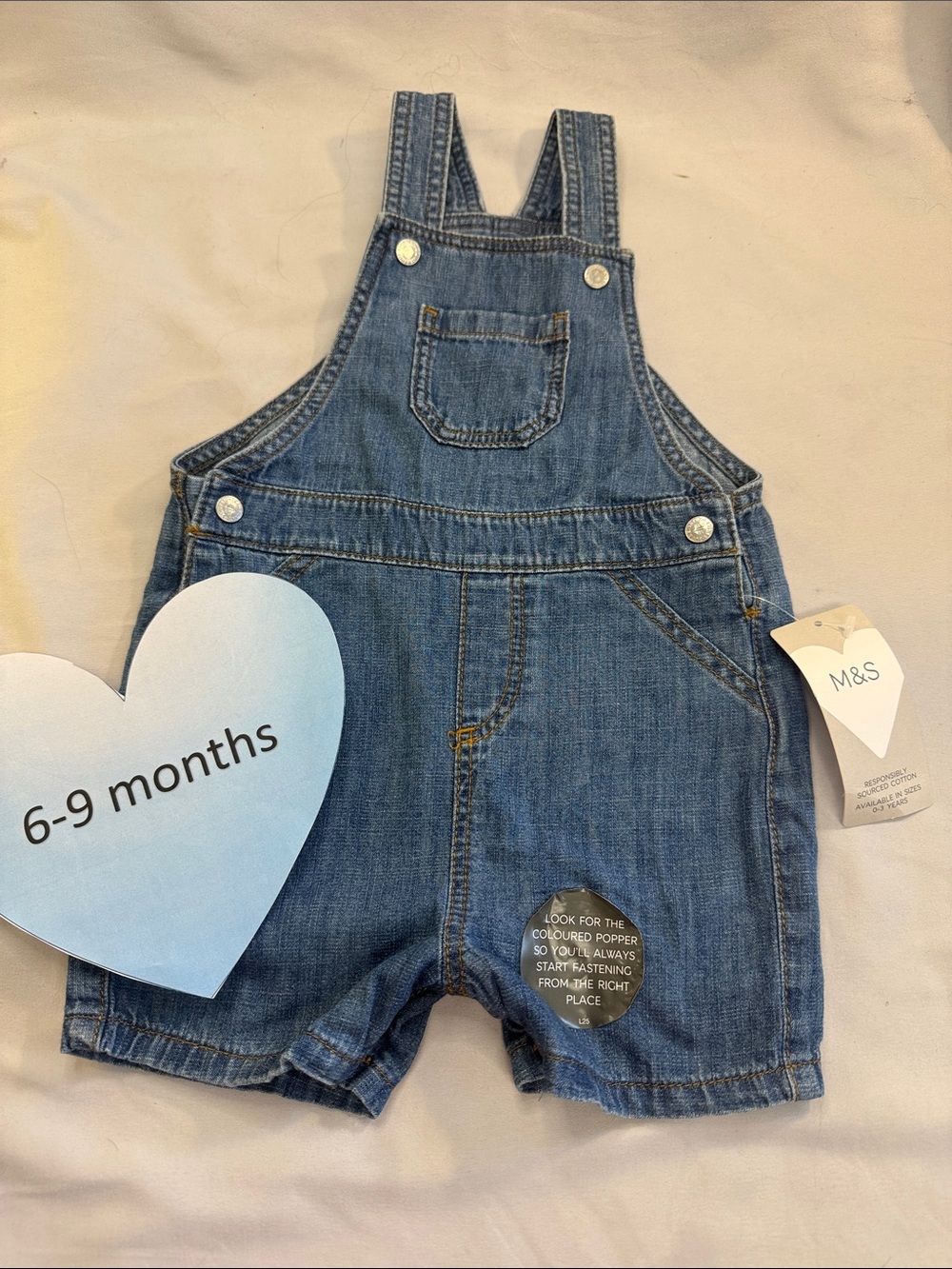 Marks & Spencer NWT Blue Denim Short Overalls for Babies